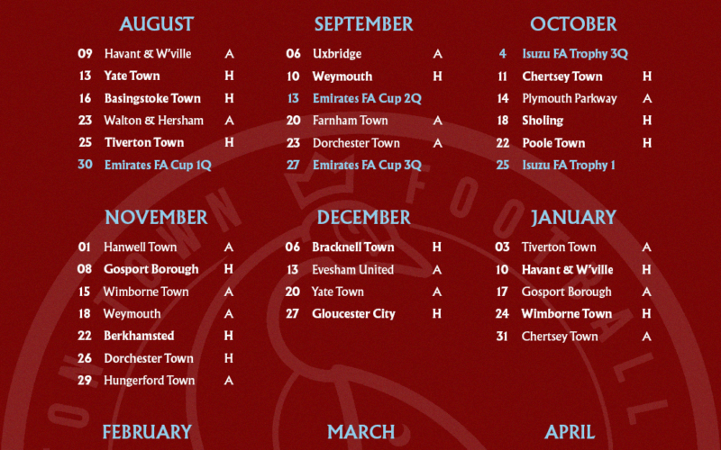 2025-26 Taunton Town Fixtures